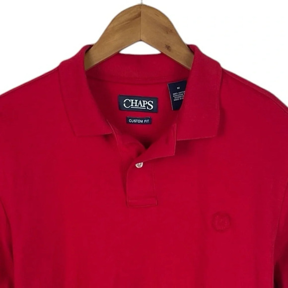 PO160 Mens Chaps Ralph Lauren Custom Fit Cherry Red Soft Touch Polo Shirt M - Picture 3 of 5